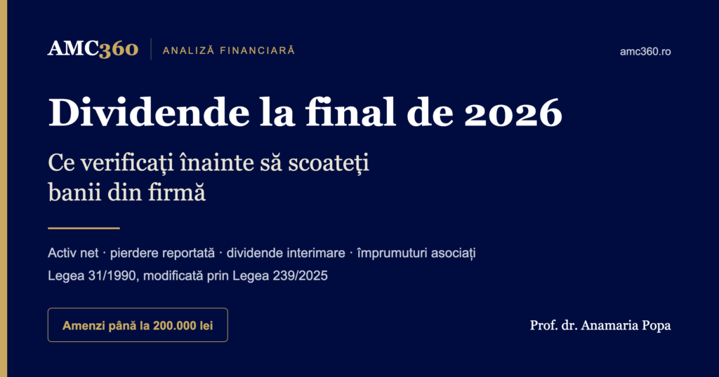 Dividende la final de 2026: ce verificați înainte să scoateți banii din firmă – AMC360, Prof. dr. Anamaria Popa